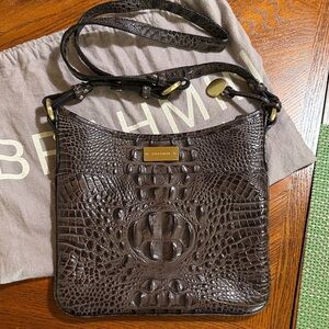 Brahmin Dark Brown Embossed Crossbody Bag